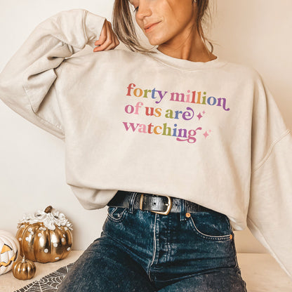 Forty Million of Us are Watching Care & Resist Gildan crewneck sweatshirt in Sand