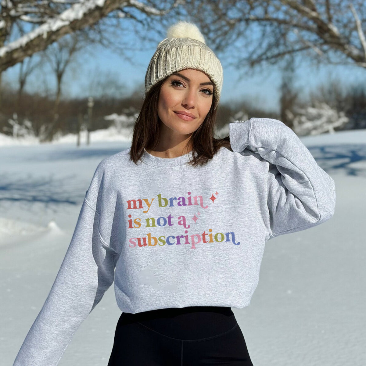 My Brain is not a Subscription Care & Resist Gildan crewneck sweatshirt in Sport Grey