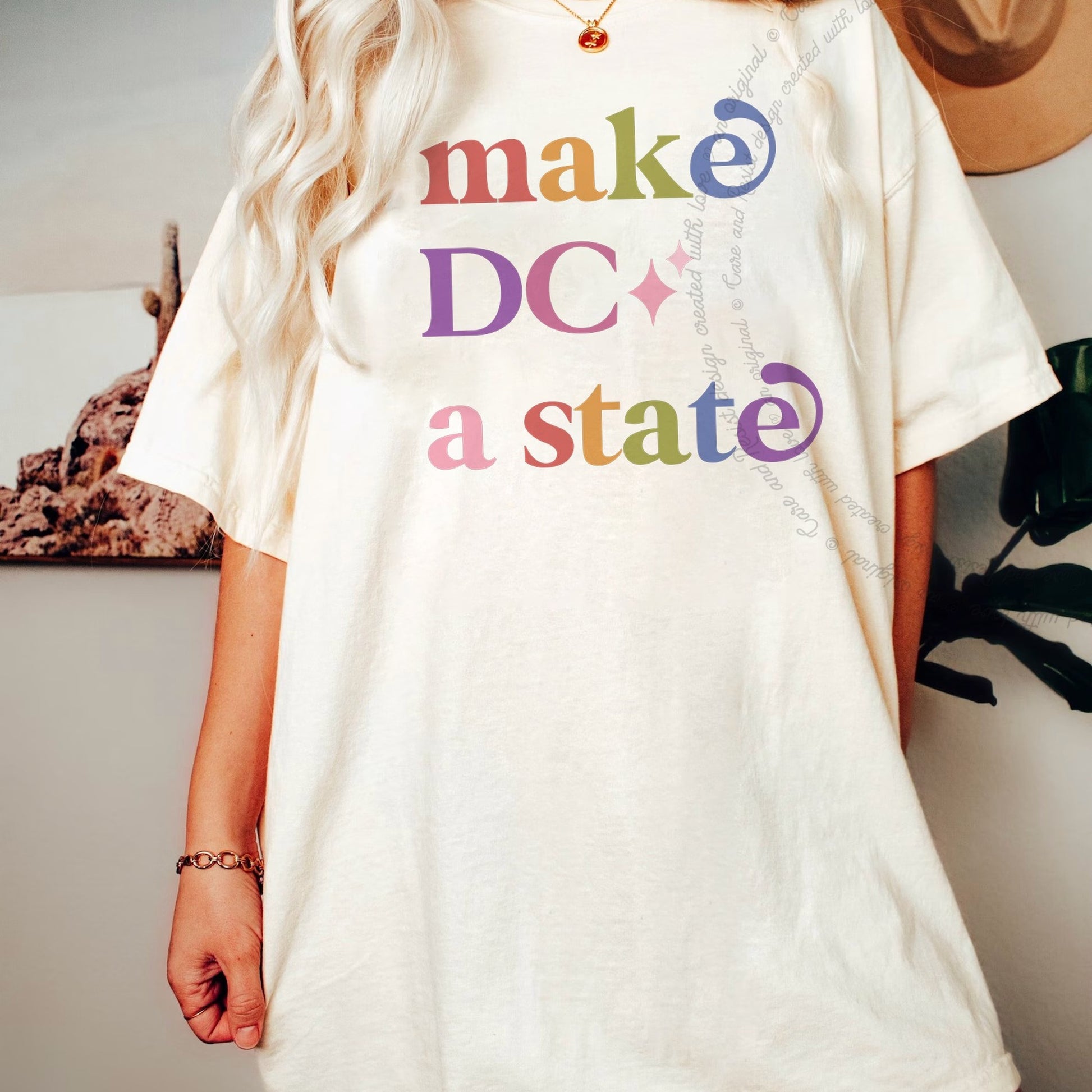 Make DC a State Care & Resist rainbow tee
