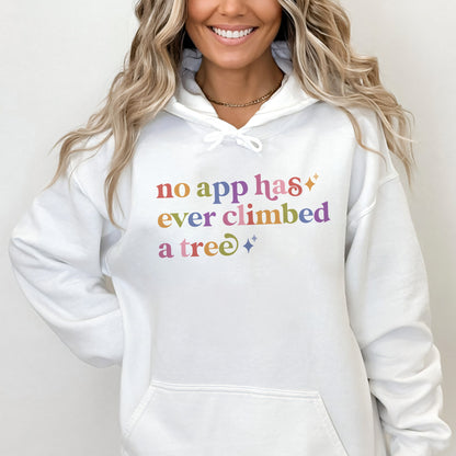 No App Has Ever Climbed a Tree Care & Resist Gildan hoodie in White