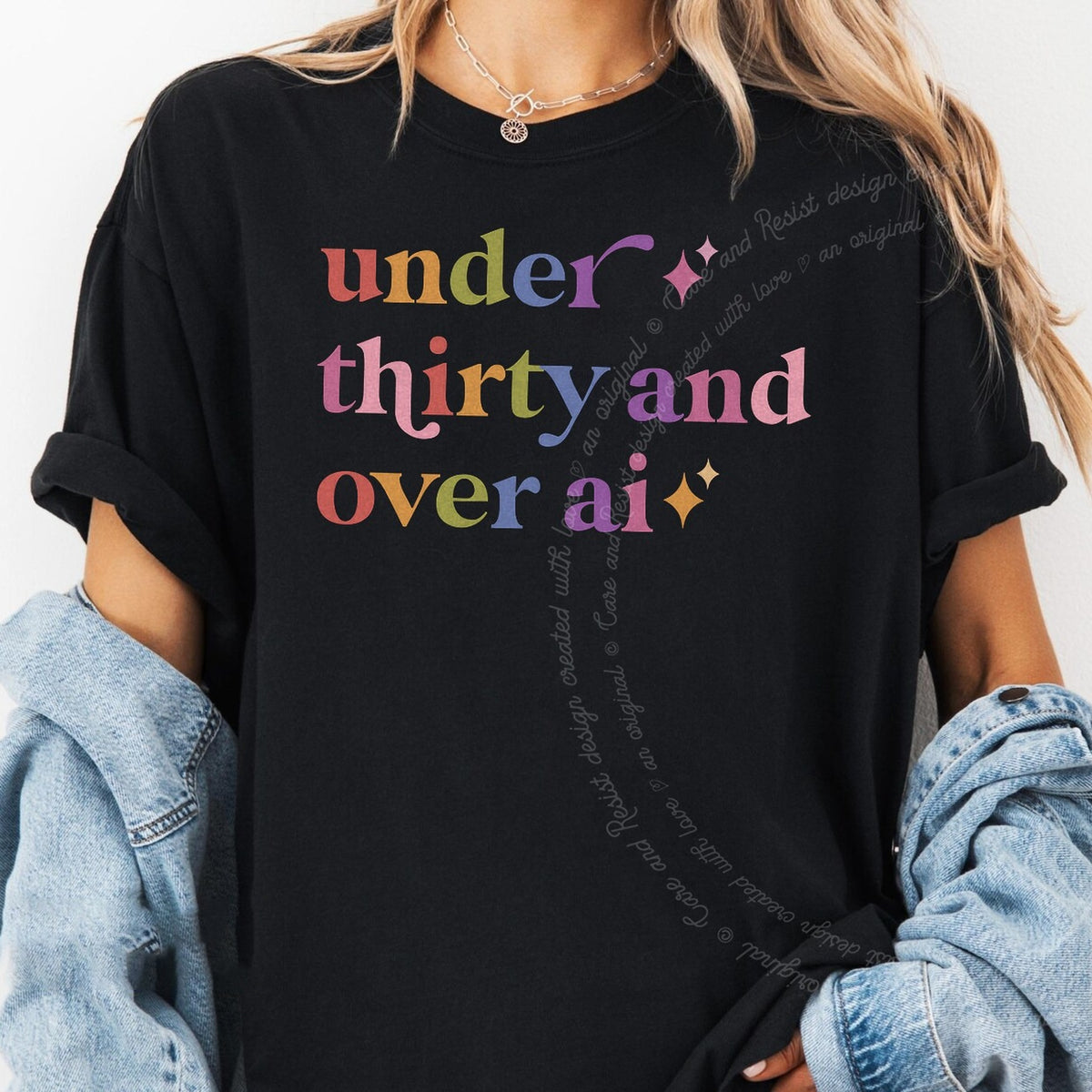 Under Thirty and Over Ai Care & Resist progressive t-shirt in Black