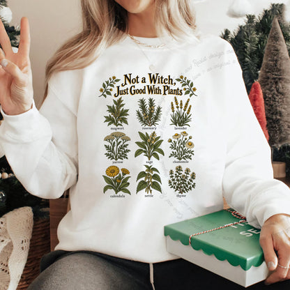 Not a Witch Just Good With Plants Care & Resist Gildan crewneck sweatshirt in White