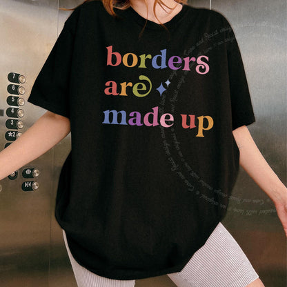 Borders are Made Up Care & Resist rainbow Comfort Colors tee, Black