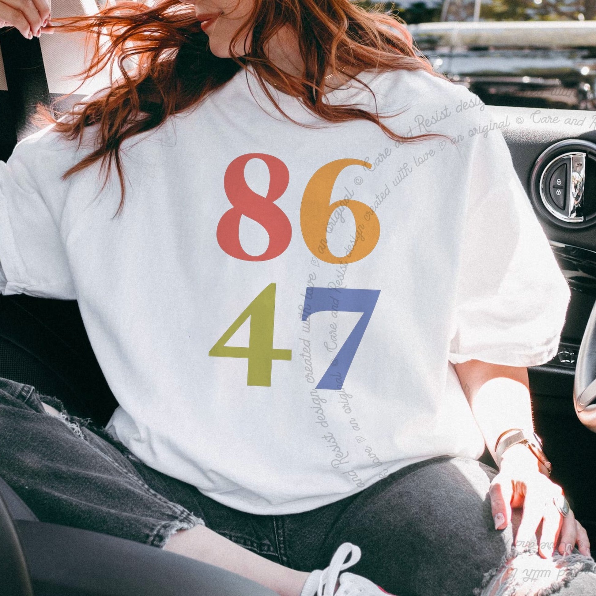86 47 Care & Resist rainbow Comfort Colors tee, White