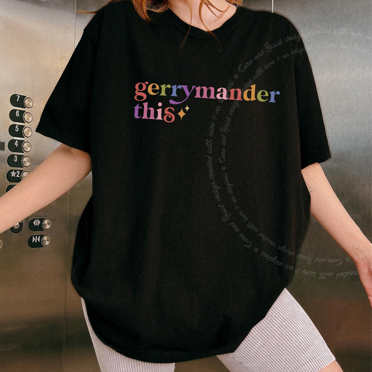 Gerrymander This Care & Resist tee in Black