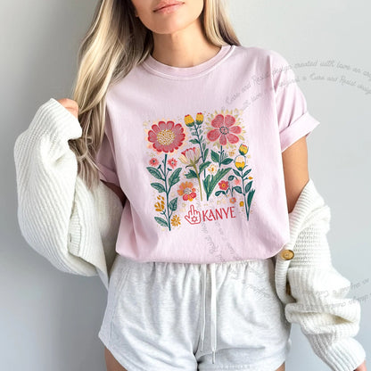 Middle Finger Kanye Care & Resist progressive t-shirt in Blossom