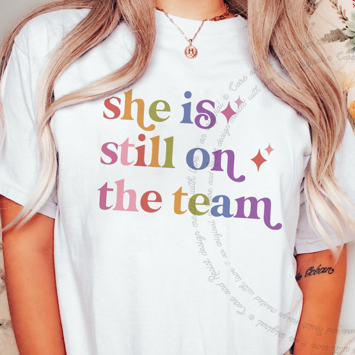 She is Still on the Team Care & Resist progressive t-shirt in White