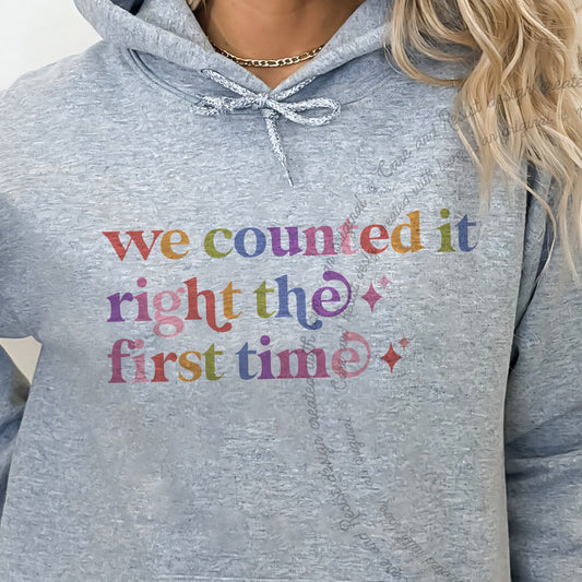 We Counted It Right the First Time Care & Resist Gildan hoodie in Sport Grey