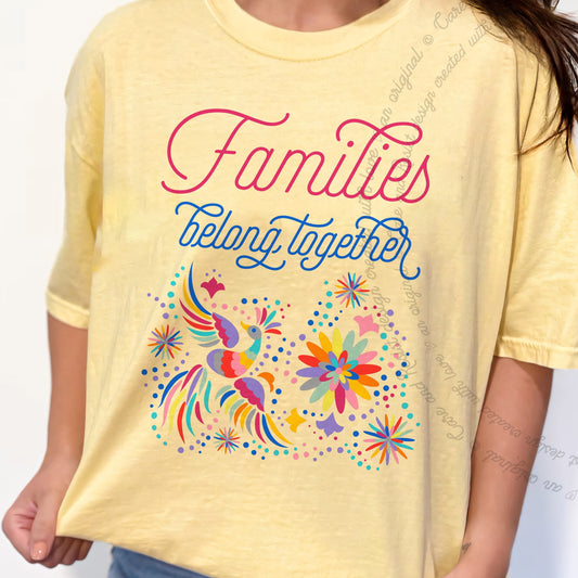 Families Belong Together Rainbow Care & Resist progressive t-shirt in Banana