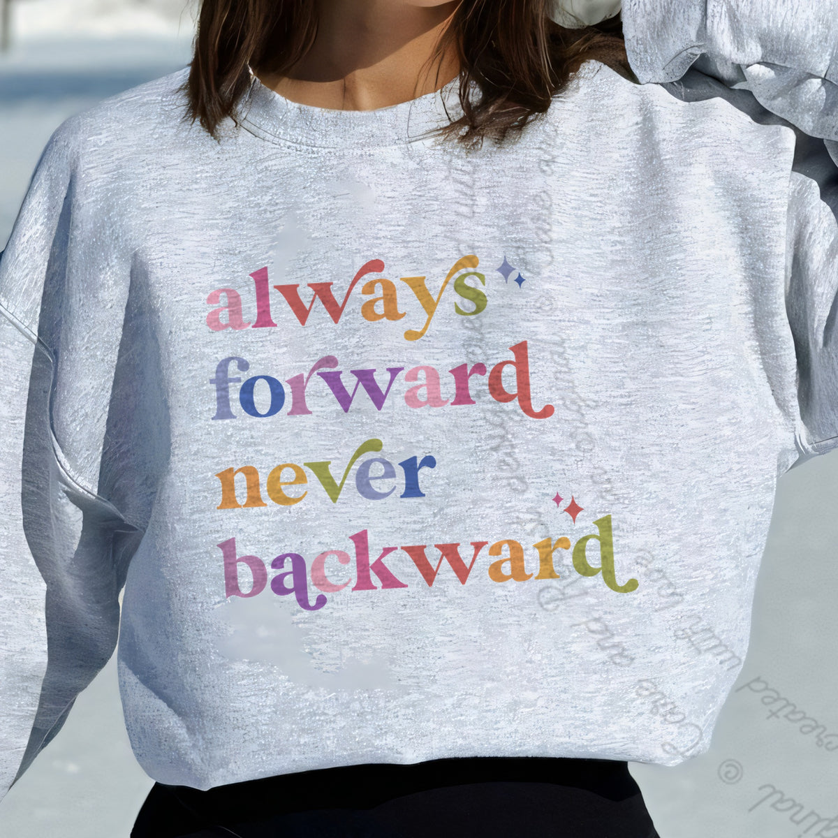 Always Forward Never Backward Care & Resist Gildan crewneck sweatshirt in Sport Grey