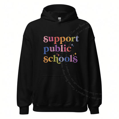 Support Public Schools Care & Resist Gildan hoodie in Black