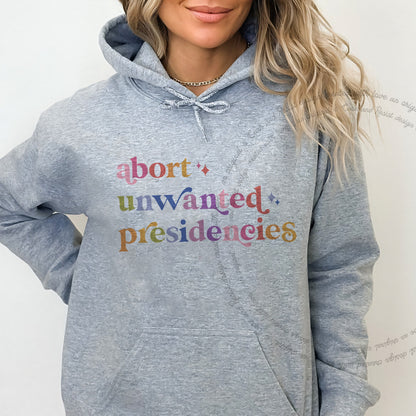 Abort Unwanted Presidencies Care & Resist Gildan hoodie in Sport Grey