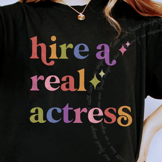 Hire a Real Actress Care & Resist progressive t-shirt in Black
