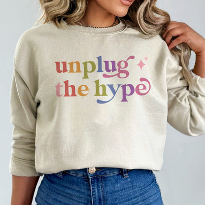 Unplug the Hype Care & Resist Gildan crewneck sweatshirt in Sand
