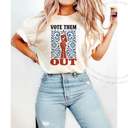 Vote Them Out Folk Ballot Care & Resist progressive t-shirt in Ivory