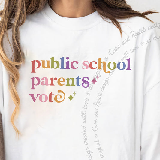 Public School Parents Vote Care & Resist progressive t-shirt in White