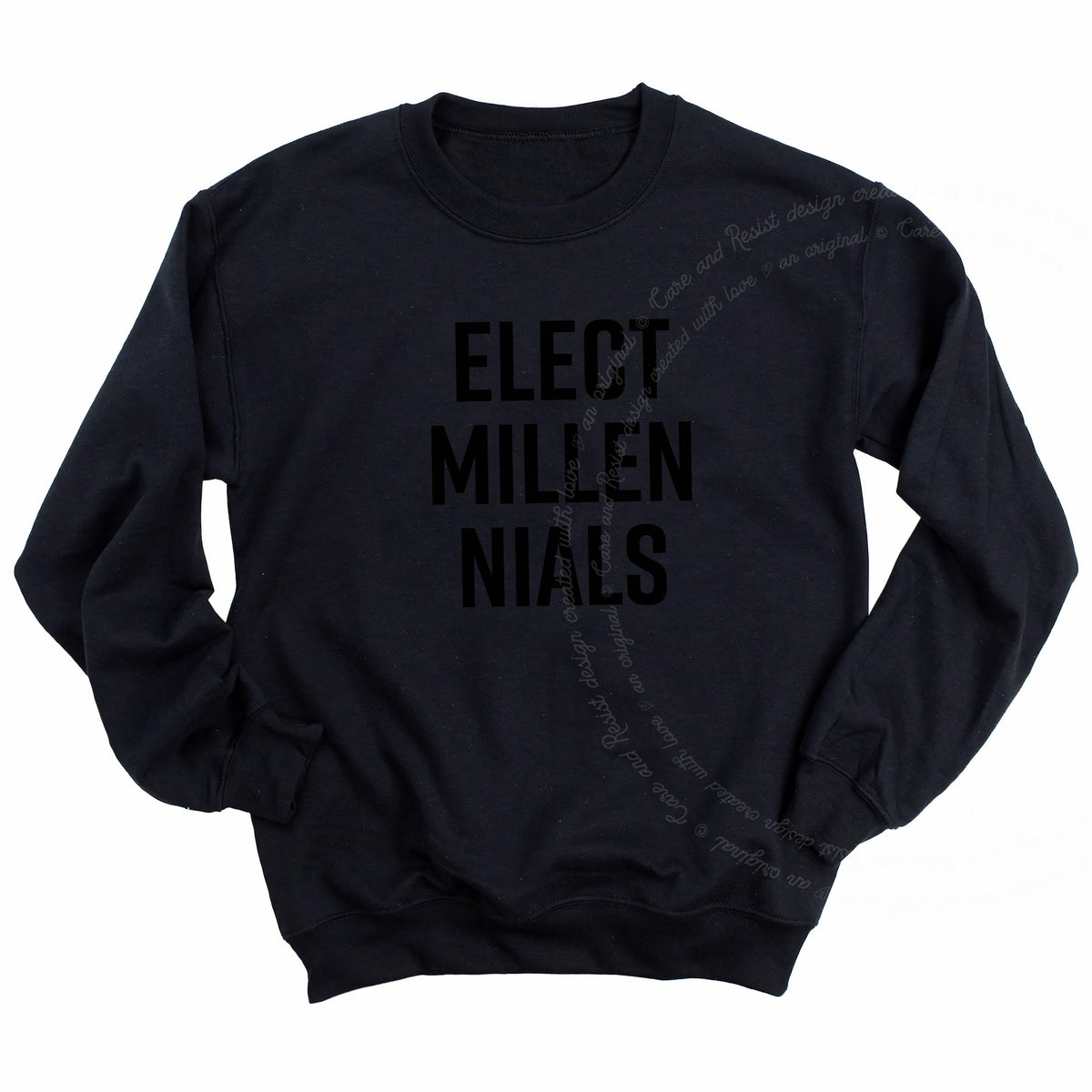 Elect Millennials Care & Resist Gildan crewneck sweatshirt in Black