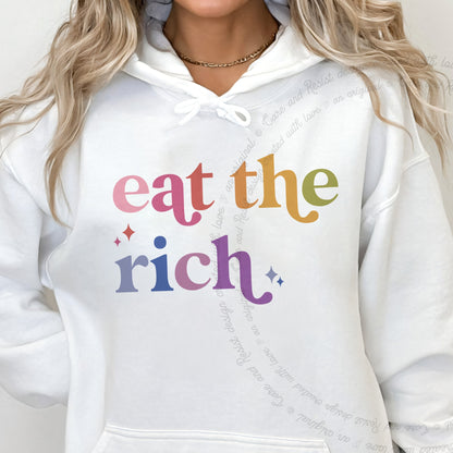Eat the Rich Care & Resist Gildan hoodie in White