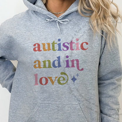 Autistic and in Love Care & Resist Gildan hoodie in Sport Grey