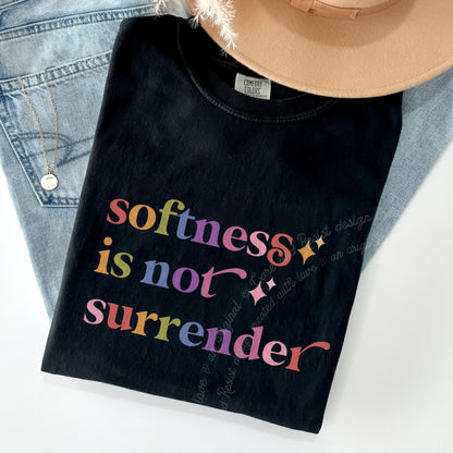 Softness is not Surrender Care & Resist rainbow Comfort Colors tee, Black