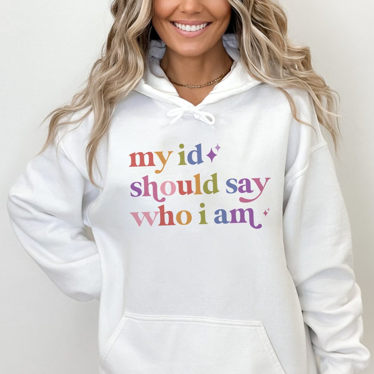 My Id Should Say Who I Am Care & Resist Gildan hoodie in White