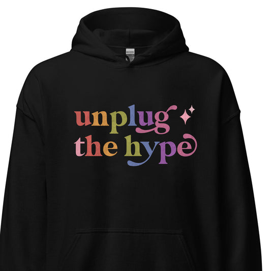 Unplug the Hype Care & Resist Gildan hoodie in Black