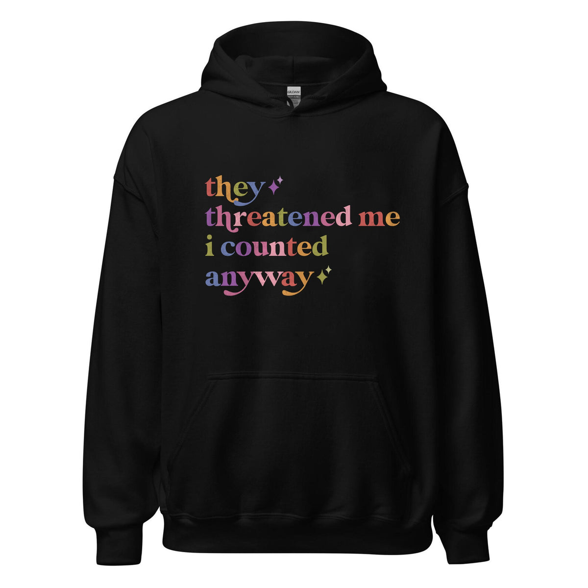 They Threatened Me I Counted Anyway Care & Resist Gildan hoodie in Black