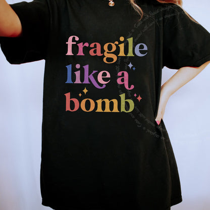 Fragile Like a Bomb Care & Resist progressive t-shirt in Black