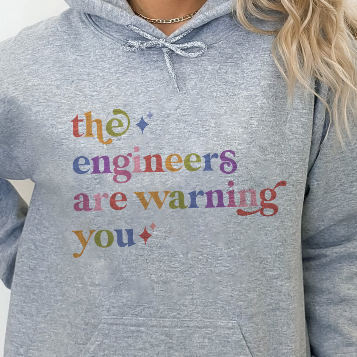 The Engineers are Warning You Care & Resist Gildan hoodie in Sport Grey