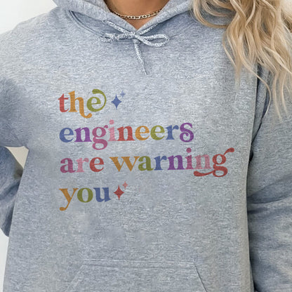 The Engineers are Warning You Care & Resist Gildan hoodie in Sport Grey