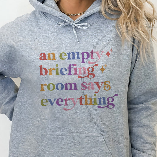 An Empty Briefing Room Says Everything Care & Resist Gildan hoodie in Sport Grey