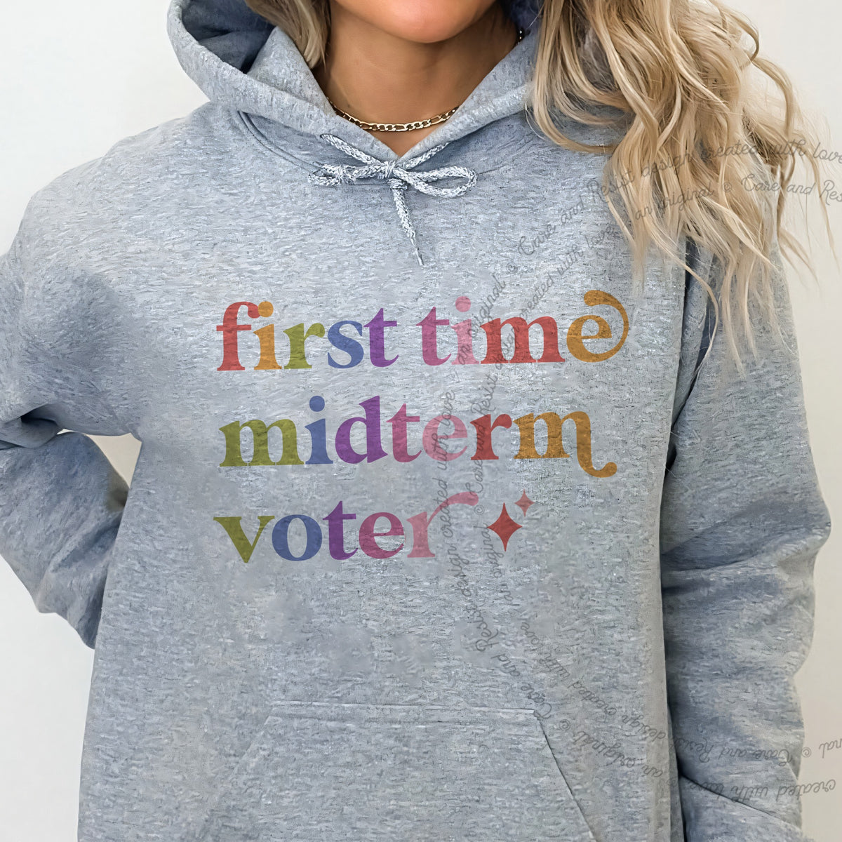 First Time Midterm Voter Care & Resist Gildan hoodie in Sport Grey