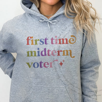 First Time Midterm Voter Care & Resist Gildan hoodie in Sport Grey