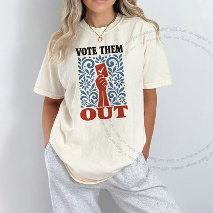 Vote Them Out Folk Ballot Care & Resist progressive t-shirt in Ivory