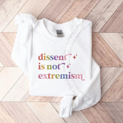Dissent is not Extremism Care & Resist Gildan crewneck sweatshirt in White