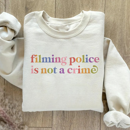 Filming Police is not a Crime Care & Resist Gildan crewneck sweatshirt in Sand