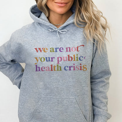 We are not Your Public Health Crisis Care & Resist Gildan hoodie in Sport Grey