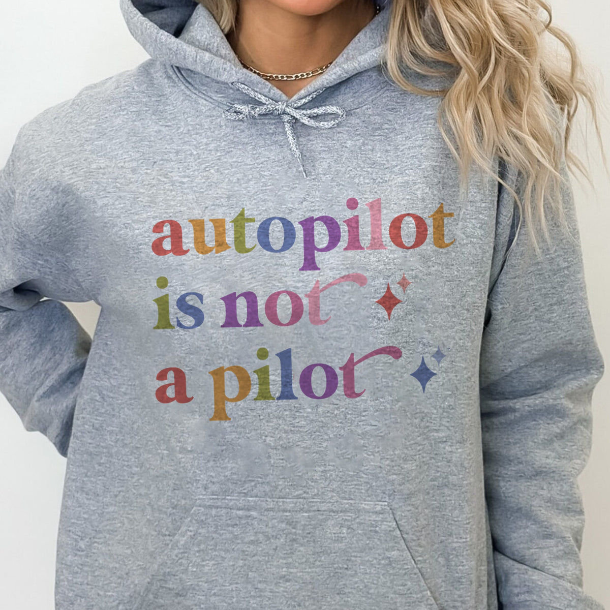 Autopilot is not a Pilot Care & Resist Gildan hoodie in Sport Grey