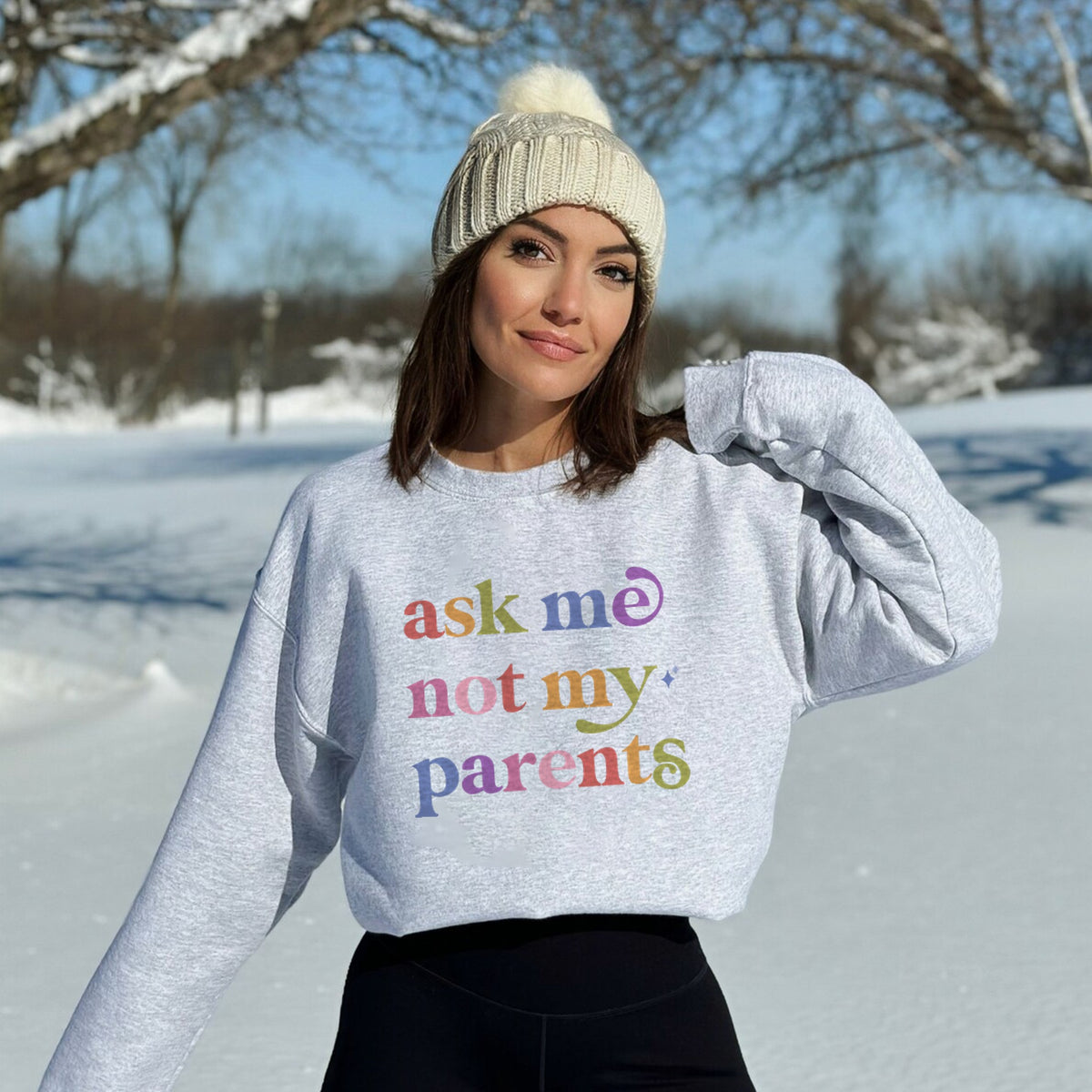 Ask Me not My Parents Care & Resist Gildan crewneck sweatshirt in Sport Grey