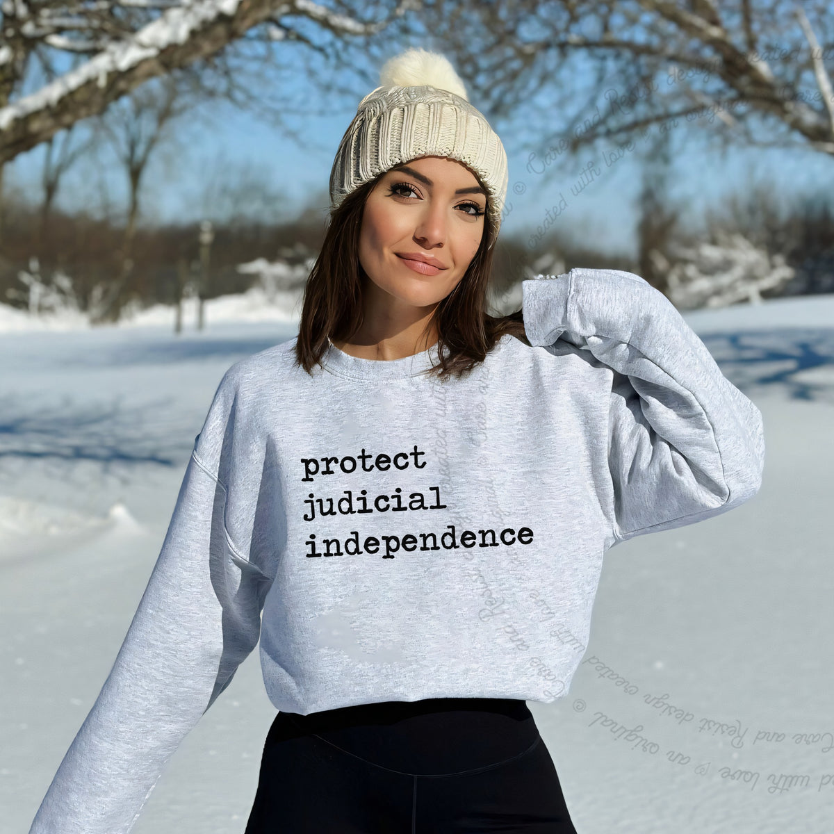 Protect Judicial Independence Care & Resist Gildan crewneck sweatshirt in Sport Grey