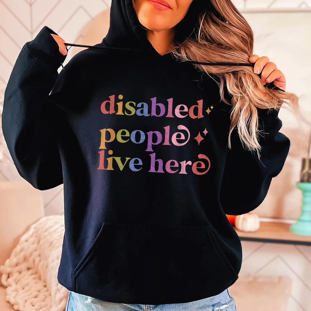 Disabled People Live Here Care & Resist Gildan hoodie in Black
