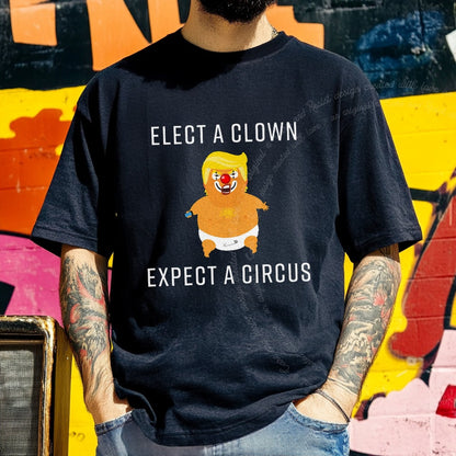 Elect a Clown Expect a Circus Trump Care & Resist progressive t-shirt in Black