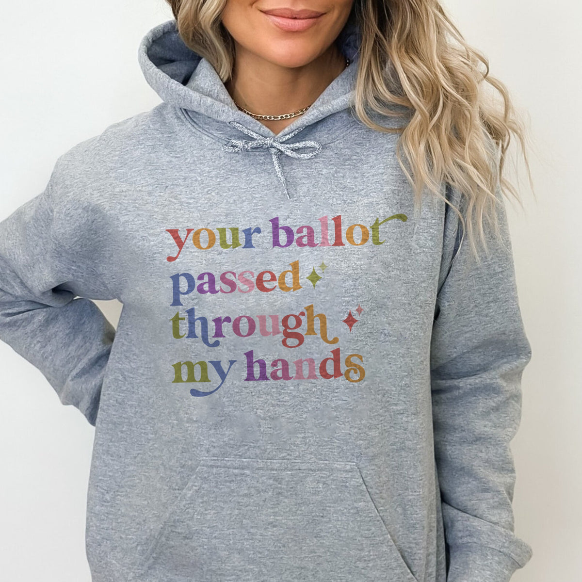 Your Ballot Passed Through My Hands Care & Resist Gildan hoodie in Sport Grey
