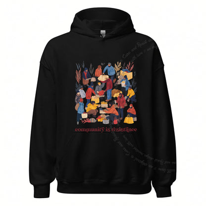 Community is Resistance Retro People Care & Resist Gildan hoodie in Black