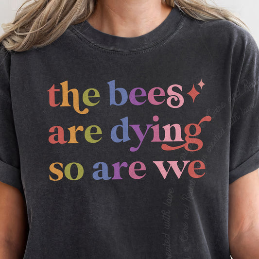 The Bees are Dying So are We Care & Resist progressive t-shirt in Graphite