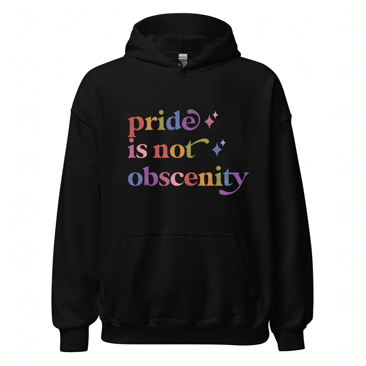 Pride is not Obscenity Care & Resist Gildan hoodie in Black