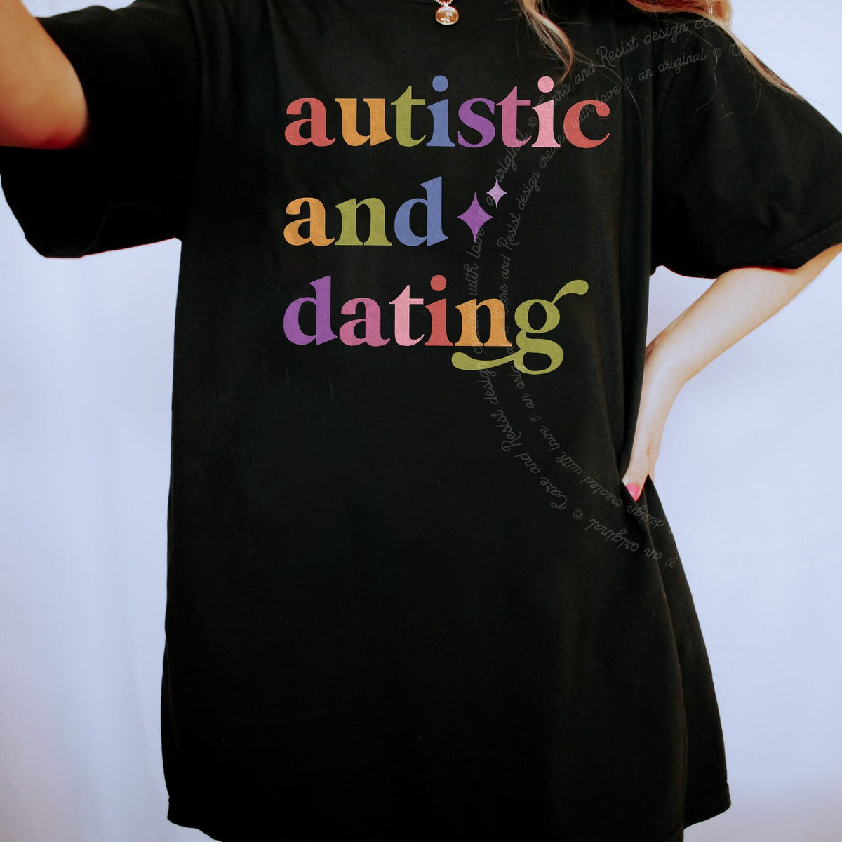 Autistic and Dating Care & Resist progressive t-shirt in Black