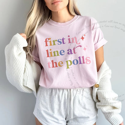 First in Line At the Polls Care & Resist tee in Blossom