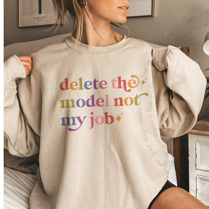Delete the Model not My Job Care & Resist Gildan crewneck sweatshirt in Sand