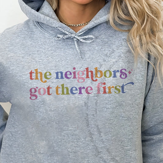The Neighbors Got There First Care & Resist Gildan hoodie in Sport Grey
